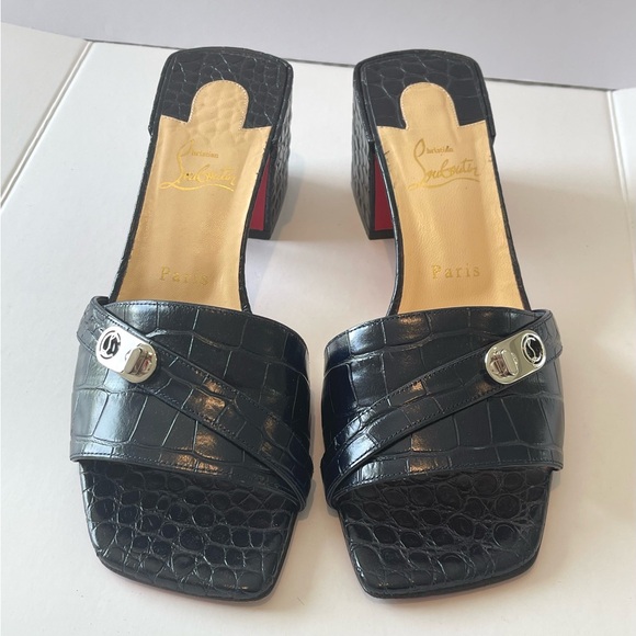 Christian Louboutin Lock Art 55 Mule Sandal Blue Size EU 40/US 10 - Picture 12 of 12